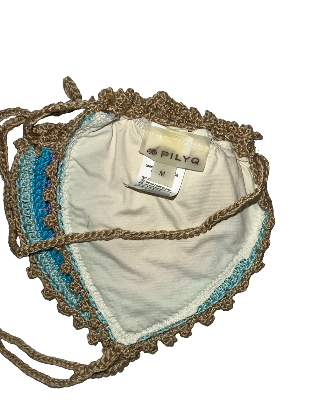 NEW $108 Pilyq Romance Crochet Bikini Top Halter Rainbow Pastel Crocheted Tie - Picture 3 of 3